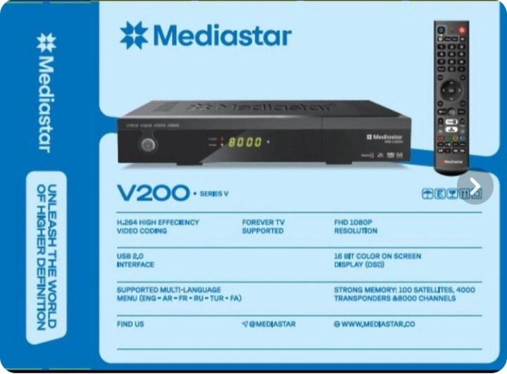 گیرنده دیجیتال مدیا استار مدل V200 با ریموت کنترل